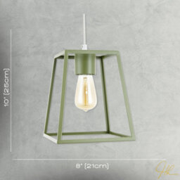Happy Homewares Olive Green Industrial Lantern Lamp Shade With Square Top And Bottom - thumbnail 7