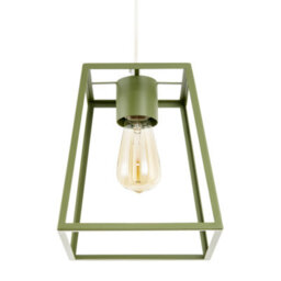 Happy Homewares Olive Green Industrial Lantern Lamp Shade With Square Top And Bottom - thumbnail 5