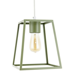 Happy Homewares Olive Green Industrial Lantern Lamp Shade With Square Top And Bottom - thumbnail 1