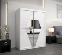 Arte Boliwia Contemporary 2 Mirrored Sliding Door Wardrobe 5 Shelves 2 Rails White (H)2000mm (W)1500mm (D)620mm - thumbnail 2