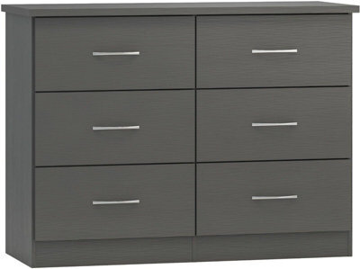 Seconique Nevada 6 Drawer Chest Of Drawers 3D Effect Grey - image 1