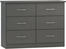 Seconique Nevada 6 Drawer Chest Of Drawers 3D Effect Grey - thumbnail 1