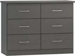 Seconique Nevada 6 Drawer Chest Of Drawers 3D Effect Grey - thumbnail 3