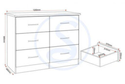 Seconique Nevada 6 Drawer Chest Of Drawers 3D Effect Grey - thumbnail 2
