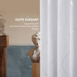Deconovo Blackout Curtains, Thermal Insulated Curtains, Eyelet Wave Line Foil Printed Curtains W46 X L54 Inch, Silver Grey, 1 Pair - thumbnail 3