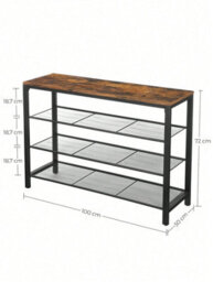LEDREM Shoe Rack, Shoe Rack, Shoe Organizer, Storage, 100 X 30 X 72 Cm, For Entryway, Living Room, Bedroom, Simple Structure - thumbnail 4