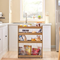 Sobuy Nsr01-Pf,serving Trolley 4 Tier Slide Out Shelf Mobile Storage Rack,w60Xd18Xh81 - thumbnail 2