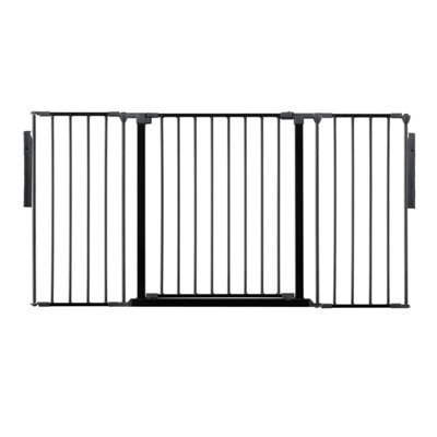 Safetots Premium Multi Panel Room Divider, Up To 148Cm Wide, Black, 70Cm Tall, Flexible Barrier With Door For Baby And Toddler - image 1