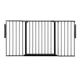 Safetots Premium Multi Panel Room Divider, Up To 148Cm Wide, Black, 70Cm Tall, Flexible Barrier With Door For Baby And Toddler - thumbnail 1