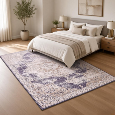 Washable Non Slip Vintage Rug For Living Room Bedroom Kitchen Soft Short Pile Oriental Area Rug 120X170Cm - image 1
