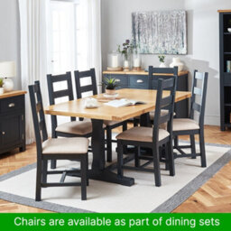 The Furniture Market Cotswold Charcoal Grey Painted Ladder Back Dining Chair With Fabric Seat - thumbnail 8