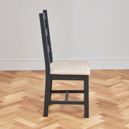 The Furniture Market Cotswold Charcoal Grey Painted Ladder Back Dining Chair With Fabric Seat - thumbnail 4