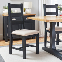 The Furniture Market Cotswold Charcoal Grey Painted Ladder Back Dining Chair With Fabric Seat - thumbnail 7