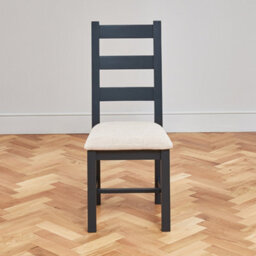 The Furniture Market Cotswold Charcoal Grey Painted Ladder Back Dining Chair With Fabric Seat - thumbnail 3