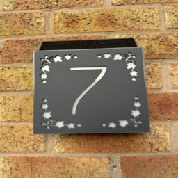 One of a Kind Design UK (Grey-L) Personalised 45 Leds Illuminate Modern Square Solar House Sign Plate- 18X18 Cm - thumbnail 1