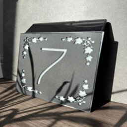 One of a Kind Design UK (Grey-L) Personalised 45 Leds Illuminate Modern Square Solar House Sign Plate- 18X18 Cm - thumbnail 2