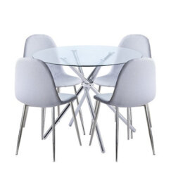 Hallowood Furniture Cullompton Small Round Glass Dining Table (0.9M) With 4 Chairs (Cha501-Sgy) - thumbnail 8