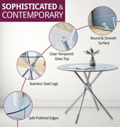 Hallowood Furniture Cullompton Small Round Glass Dining Table (0.9M) With 4 Chairs (Cha501-Sgy) - thumbnail 4