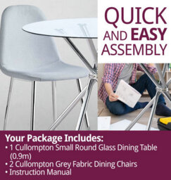 Hallowood Furniture Cullompton Small Round Glass Dining Table (0.9M) With 4 Chairs (Cha501-Sgy) - thumbnail 7