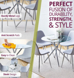 Hallowood Furniture Cullompton Small Round Glass Dining Table (0.9M) With 4 Chairs (Cha501-Sgy) - thumbnail 2