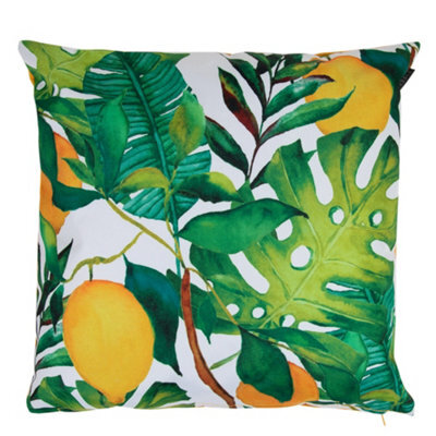 Icon Indoor And Outdoor Lemon Leaf Print Waterproof Filled Cushion Yellow - image 1