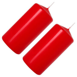 SolaDirect Pillar Candles, Pack Of 2, Unscented, Long Burning Time, 10 X 5 Cm / 4 X 2 In (Red, Matt) - thumbnail 8