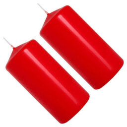 SolaDirect Pillar Candles, Pack Of 2, Unscented, Long Burning Time, 10 X 5 Cm / 4 X 2 In (Red, Matt) - thumbnail 6