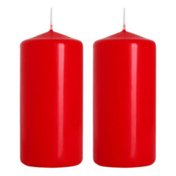 SolaDirect Pillar Candles, Pack Of 2, Unscented, Long Burning Time, 10 X 5 Cm / 4 X 2 In (Red, Matt) - thumbnail 1