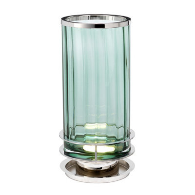 Luminosa Lighting Elstead Arno Table Lamp Metalwork Polished Nickel, Green Glass - image 1