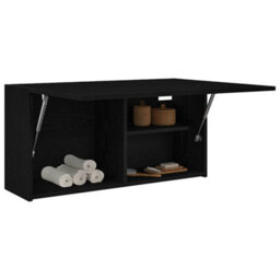 Berkfield Bathroom Wall Cabinet Black 80X25X40 Cm Engineered Wood - thumbnail 1