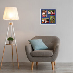 AK Frames 12X12 White Sleek Multi Photo Frame With Blue Mount - Holds 4 Apertures (4X) 6X4 Photos - thumbnail 3