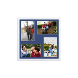 AK Frames 12X12 White Sleek Multi Photo Frame With Blue Mount - Holds 4 Apertures (4X) 6X4 Photos - thumbnail 1