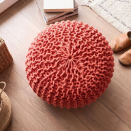 Bravich Terracotta Chunky Knitted Pouffe Footstool - 50Cm Round - thumbnail 3