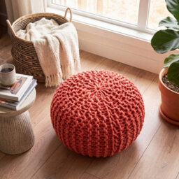 Bravich Terracotta Chunky Knitted Pouffe Footstool - 50Cm Round - thumbnail 4