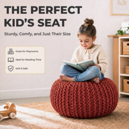Bravich Terracotta Chunky Knitted Pouffe Footstool - 50Cm Round - thumbnail 9