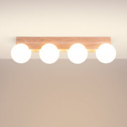Luminosa Lighting Luminosa Bulbo Globe Ceiling Light Natural Wood, White 4X G9 - thumbnail 2