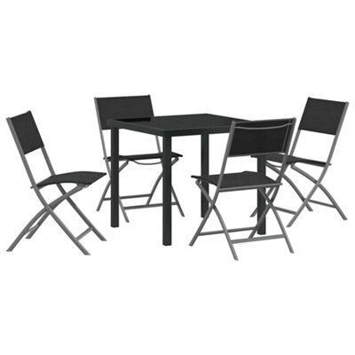 Berkfield Modern Garden Dining Set Folding 5 Pcs Black Textilene And Steel - image 1