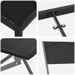 Berkfield Modern Garden Dining Set Folding 5 Pcs Black Textilene And Steel - thumbnail 9