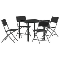 Berkfield Modern Garden Dining Set Folding 5 Pcs Black Textilene And Steel