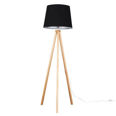 Valuelights Barbro Natural Tripod Floor Lamp With Black Tapered Shade - image 1