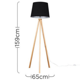 Valuelights Barbro Natural Tripod Floor Lamp With Black Tapered Shade - thumbnail 5
