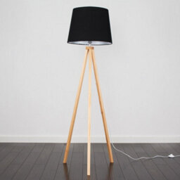 Valuelights Barbro Natural Tripod Floor Lamp With Black Tapered Shade - thumbnail 4