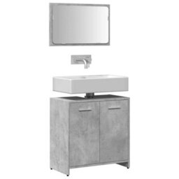 Berkfield Bathroom Cabinet With Mirror Concrete Grey Engineered Wood - thumbnail 1