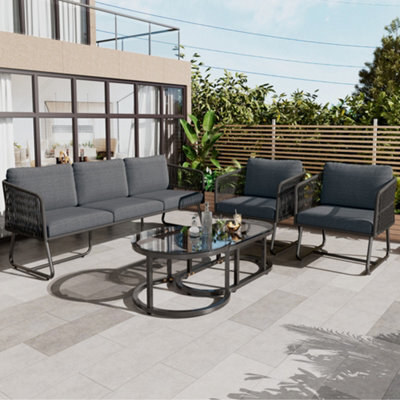 Matteo Modular Garden Lounge Set - Grey Iron Patio Sofa & Coffee Table - image 1