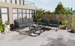 Matteo Modular Garden Lounge Set - Grey Iron Patio Sofa & Coffee Table - thumbnail 3