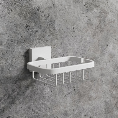 Affine Bathroom Wc Soap Dish Holder Matt White Square Wall Mounted Stylish Modern - image 1