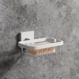 Affine Bathroom Wc Soap Dish Holder Matt White Square Wall Mounted Stylish Modern - thumbnail 2