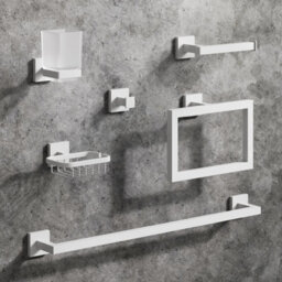 Affine Bathroom Wc Soap Dish Holder Matt White Square Wall Mounted Stylish Modern - thumbnail 3