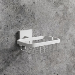 Affine Bathroom Wc Soap Dish Holder Matt White Square Wall Mounted Stylish Modern - thumbnail 1