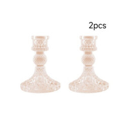 Living And Home 2 Pack Amber Ion Plating Soda Lime Glass Taper Candlestick Holders For Wedding Table Decor - thumbnail 4